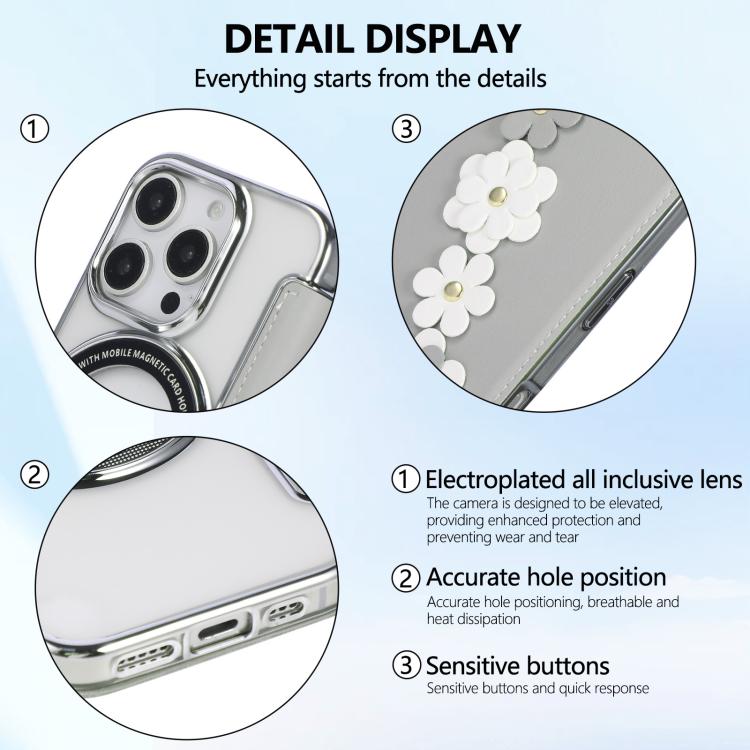 Porta carte magnetico con motivo floreale, custodia per telefono in ecopelle, For iPhone 16 Pro Max, For iPhone 16 Pro, For iPhone 16 Plus, For iPhone 16
