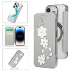 Porta carte magnetico con motivo floreale, custodia per telefono in ecopelle, For iPhone 14 Pro, For iPhone 14 Pro Max, For iPhone 13 Pro Max, For iPhone 13 Pro