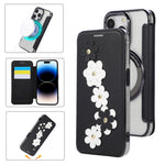 Porta carte magnetico con motivo floreale, custodia per telefono in ecopelle, For iPhone 14 Pro, For iPhone 14 Pro Max, For iPhone 13 Pro Max, For iPhone 13 Pro