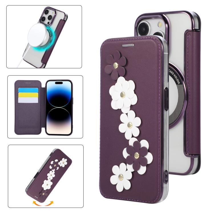 Porta carte magnetico con motivo floreale, custodia per telefono in ecopelle, For iPhone 14 Pro, For iPhone 14 Pro Max, For iPhone 13 Pro Max, For iPhone 13 Pro