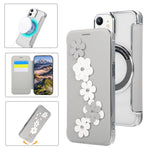 Porta carte magnetico con motivo floreale, custodia per telefono in ecopelle, For iPhone 12 / 12 Pro, For iPhone 12 Pro Max