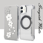 Porta carte magnetico con motivo floreale, custodia per telefono in ecopelle, For iPhone 12 / 12 Pro, For iPhone 12 Pro Max