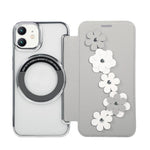 Porta carte magnetico con motivo floreale, custodia per telefono in ecopelle, For iPhone 12 / 12 Pro, For iPhone 12 Pro Max