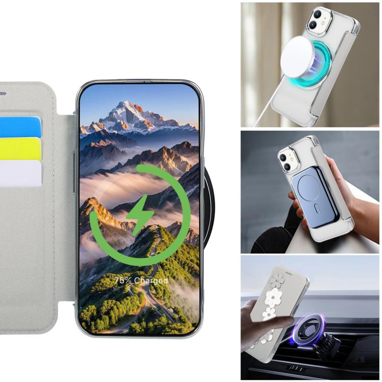 Porta carte magnetico con motivo floreale, custodia per telefono in ecopelle, For iPhone 12 / 12 Pro, For iPhone 12 Pro Max