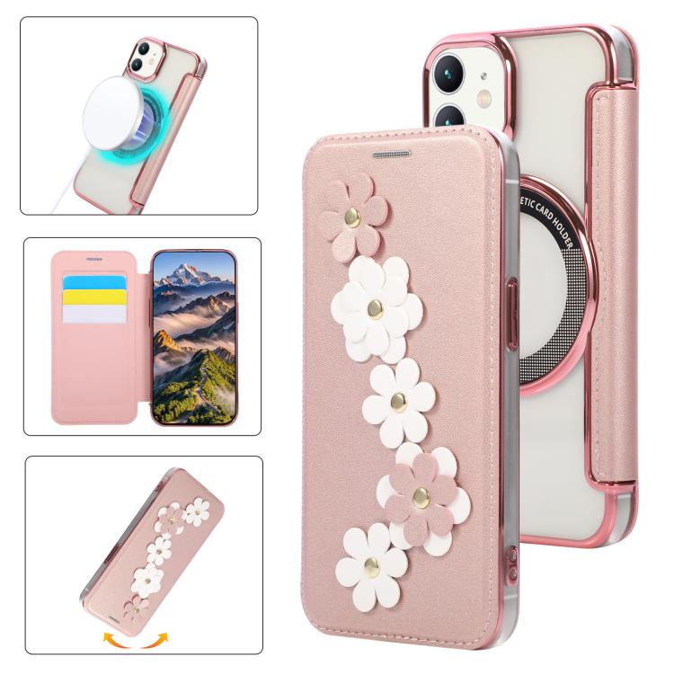 Porta carte magnetico con motivo floreale, custodia per telefono in ecopelle, For iPhone 12 / 12 Pro, For iPhone 12 Pro Max