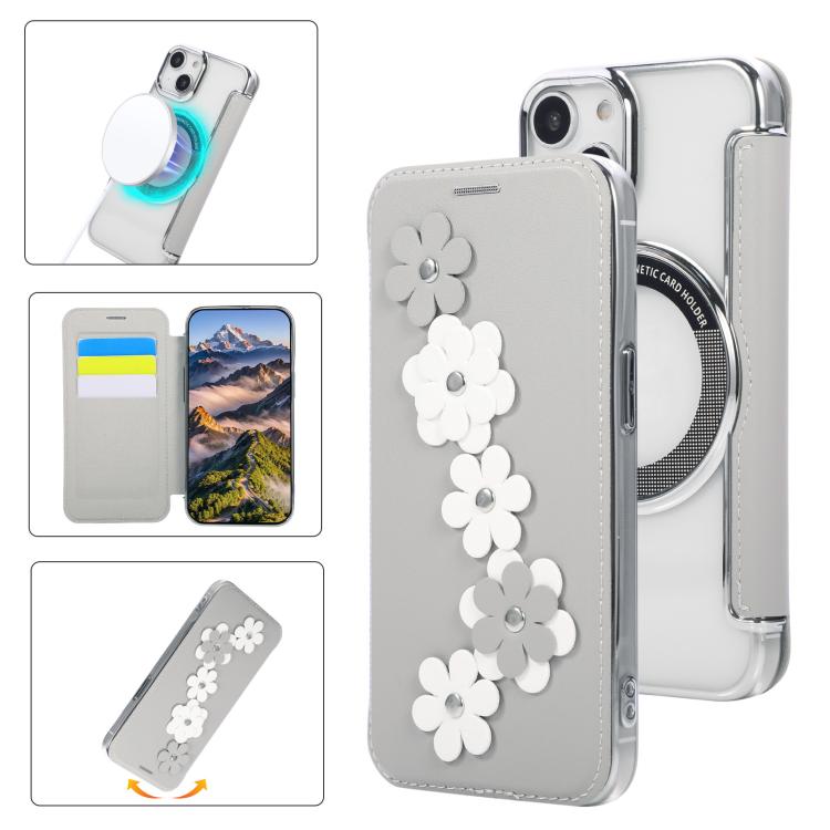 Porta carte magnetico con motivo floreale, custodia per telefono in ecopelle, For iPhone 15 Pro Max, For iPhone 15 Pro, For iPhone 14 Plus / 15 Plus, For iPhone 13 / 14