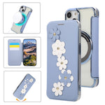 Porta carte magnetico con motivo floreale, custodia per telefono in ecopelle, For iPhone 15 Pro Max, For iPhone 15 Pro, For iPhone 14 Plus / 15 Plus, For iPhone 13 / 14