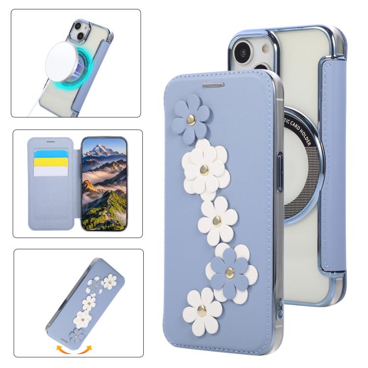 Porta carte magnetico con motivo floreale, custodia per telefono in ecopelle, For iPhone 15 Pro Max, For iPhone 15 Pro, For iPhone 14 Plus / 15 Plus, For iPhone 13 / 14