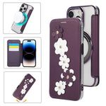 Porta carte magnetico con motivo floreale, custodia per telefono in ecopelle, For iPhone 15 Pro Max, For iPhone 15 Pro, For iPhone 14 Plus / 15 Plus, For iPhone 13 / 14