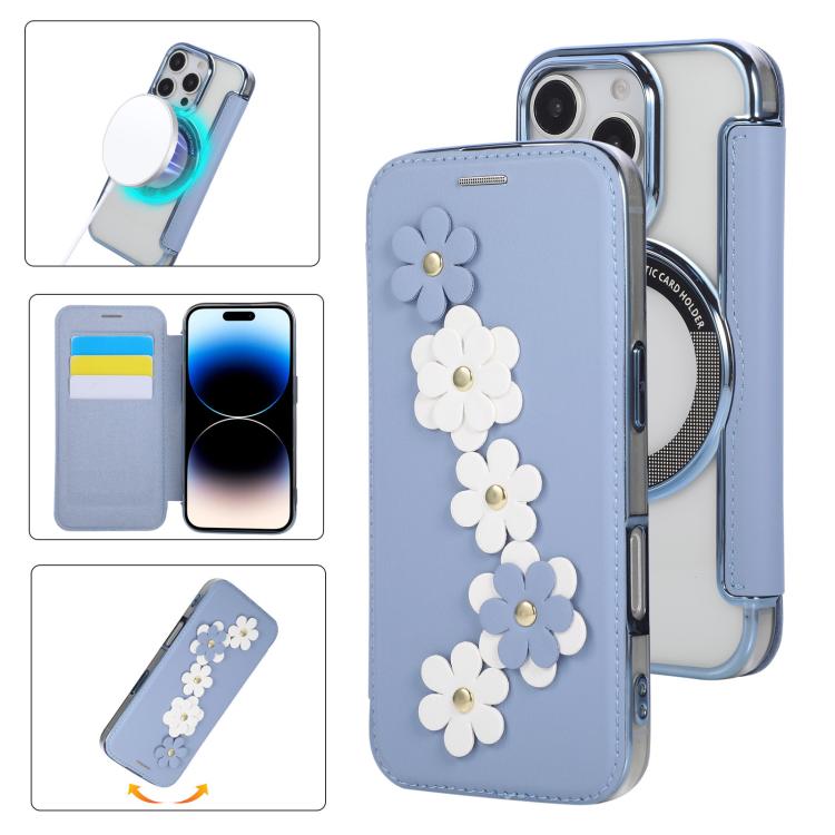 Porta carte magnetico con motivo floreale, custodia per telefono in ecopelle, For iPhone 15 Pro Max, For iPhone 15 Pro, For iPhone 14 Plus / 15 Plus, For iPhone 13 / 14