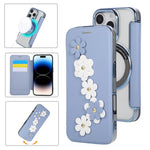Porta carte magnetico con motivo floreale, custodia per telefono in ecopelle, For iPhone 15 Pro Max, For iPhone 15 Pro, For iPhone 14 Plus / 15 Plus, For iPhone 13 / 14