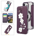 Porta carte magnetico con motivo floreale, custodia per telefono in ecopelle, For iPhone 12 / 12 Pro, For iPhone 12 Pro Max