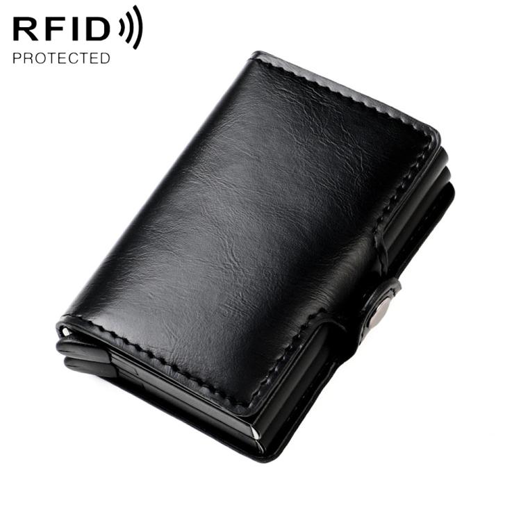 Borsa porta carte RFID a doppio strato in lega di alluminio con texture olio-cera KB251