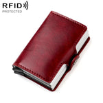 Borsa porta carte RFID a doppio strato in lega di alluminio con texture olio-cera KB251