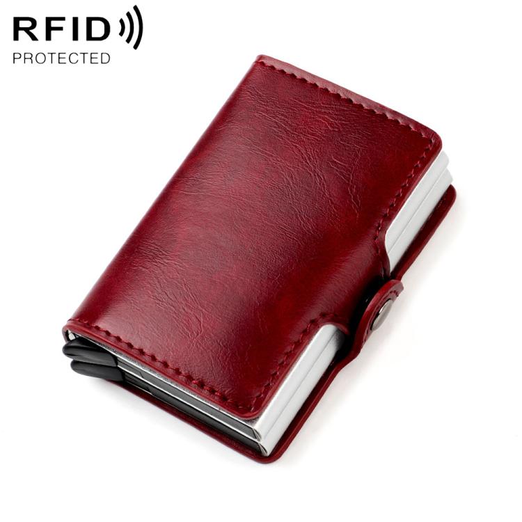 Borsa porta carte RFID a doppio strato in lega di alluminio con texture olio-cera KB251
