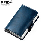 Borsa porta carte RFID a doppio strato in lega di alluminio con texture olio-cera KB251