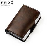 Borsa porta carte RFID a doppio strato in lega di alluminio con texture olio-cera KB251