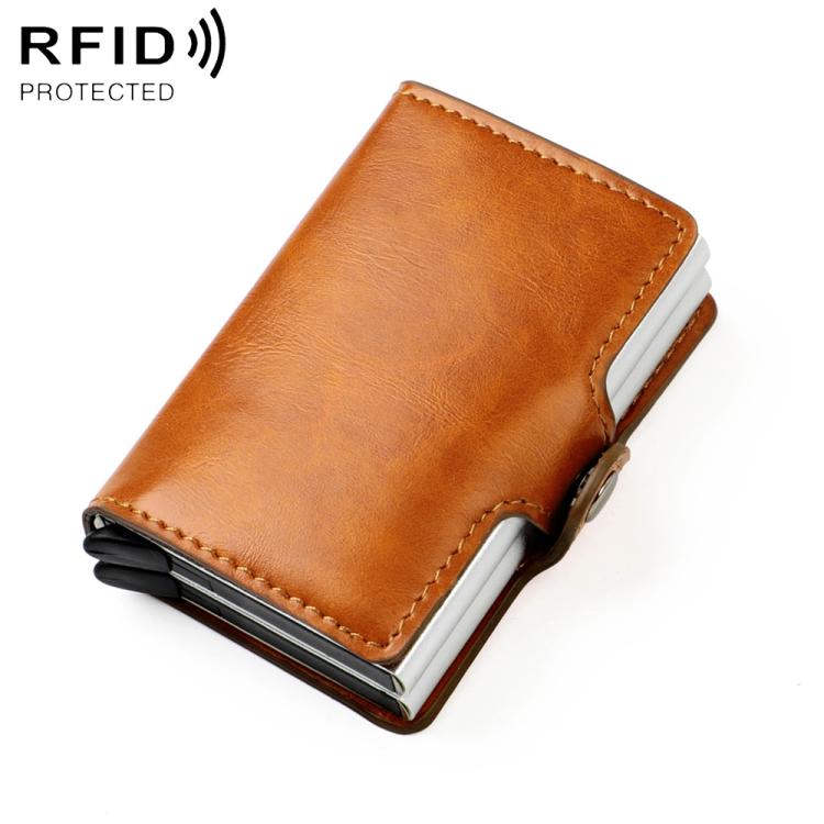 Borsa porta carte RFID a doppio strato in lega di alluminio con texture olio-cera KB251