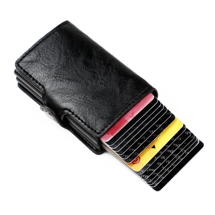 Borsa porta carte RFID a doppio strato in lega di alluminio con texture Crazy Horse KB252