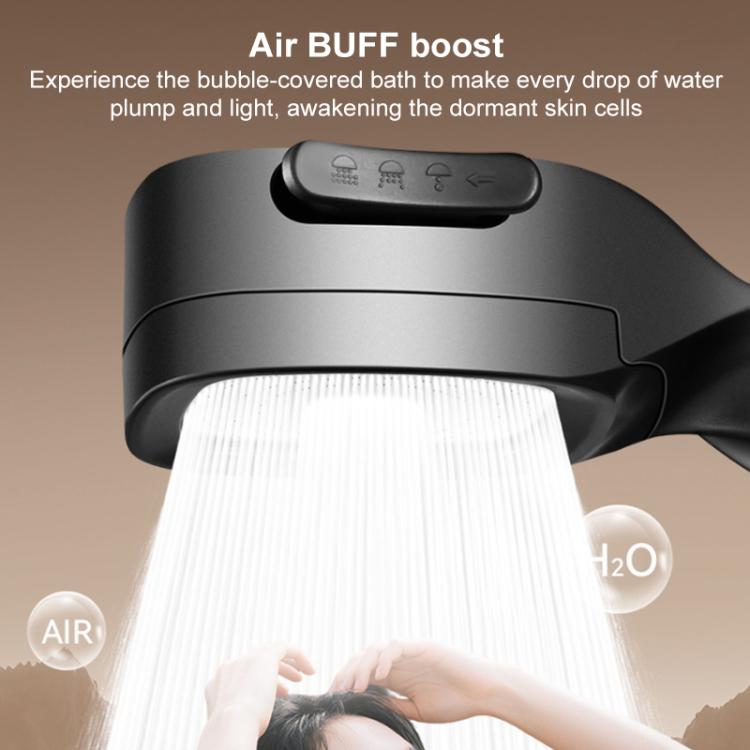 Soffione doccia multifunzione con pistola a spruzzo pressurizzata a 4 velocità e filtro, con funzione di interruzione dell'acqua tramite un solo pulsante.