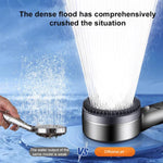 Soffione doccia multifunzione a 4 modalità con potente sistema di purificazione dell'acqua Turbocharged e interruttore di arresto del flusso a un pulsante.