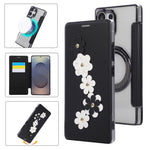 Porta carte magnetico con motivo floreale, custodia per telefono in ecopelle, For Samsung Galaxy S25 / S24 5G, For Samsung Galaxy S25+ / S24+ 5G, For Samsung Galaxy S25 Ultra 5G, For Samsung Galaxy S24 Ultra 5G
