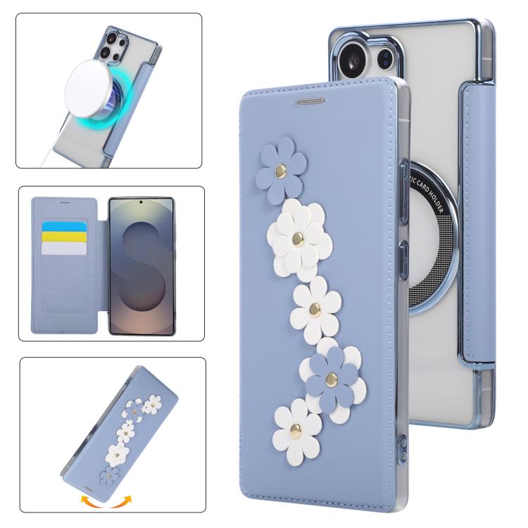 Porta carte magnetico con motivo floreale, custodia per telefono in ecopelle, For Samsung Galaxy S25 / S24 5G, For Samsung Galaxy S25+ / S24+ 5G, For Samsung Galaxy S25 Ultra 5G, For Samsung Galaxy S24 Ultra 5G
