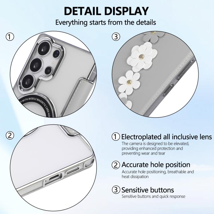 Porta carte magnetico con motivo floreale, custodia per telefono in ecopelle, For Samsung Galaxy S23 Ultra 5G, For Samsung Galaxy S23+ 5G, For Samsung Galaxy S23 5G