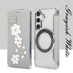 Porta carte magnetico con motivo floreale, custodia per telefono in ecopelle, For Samsung Galaxy S25 / S24 5G, For Samsung Galaxy S25+ / S24+ 5G, For Samsung Galaxy S25 Ultra 5G, For Samsung Galaxy S24 Ultra 5G