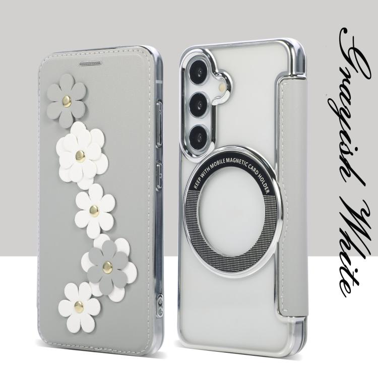 Porta carte magnetico con motivo floreale, custodia per telefono in ecopelle, For Samsung Galaxy S25 / S24 5G, For Samsung Galaxy S25+ / S24+ 5G, For Samsung Galaxy S25 Ultra 5G, For Samsung Galaxy S24 Ultra 5G