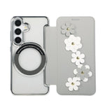 Porta carte magnetico con motivo floreale, custodia per telefono in ecopelle, For Samsung Galaxy S25 / S24 5G, For Samsung Galaxy S25+ / S24+ 5G, For Samsung Galaxy S25 Ultra 5G, For Samsung Galaxy S24 Ultra 5G