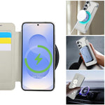 Porta carte magnetico con motivo floreale, custodia per telefono in ecopelle, For Samsung Galaxy S25 / S24 5G, For Samsung Galaxy S25+ / S24+ 5G, For Samsung Galaxy S25 Ultra 5G, For Samsung Galaxy S24 Ultra 5G