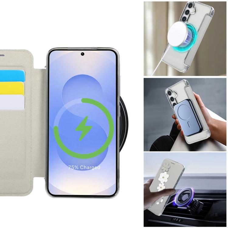 Porta carte magnetico con motivo floreale, custodia per telefono in ecopelle, For Samsung Galaxy S25 / S24 5G, For Samsung Galaxy S25+ / S24+ 5G, For Samsung Galaxy S25 Ultra 5G, For Samsung Galaxy S24 Ultra 5G