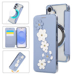 Porta carte magnetico con motivo floreale, custodia per telefono in ecopelle, For Samsung Galaxy S25 / S24 5G, For Samsung Galaxy S25+ / S24+ 5G, For Samsung Galaxy S25 Ultra 5G, For Samsung Galaxy S24 Ultra 5G