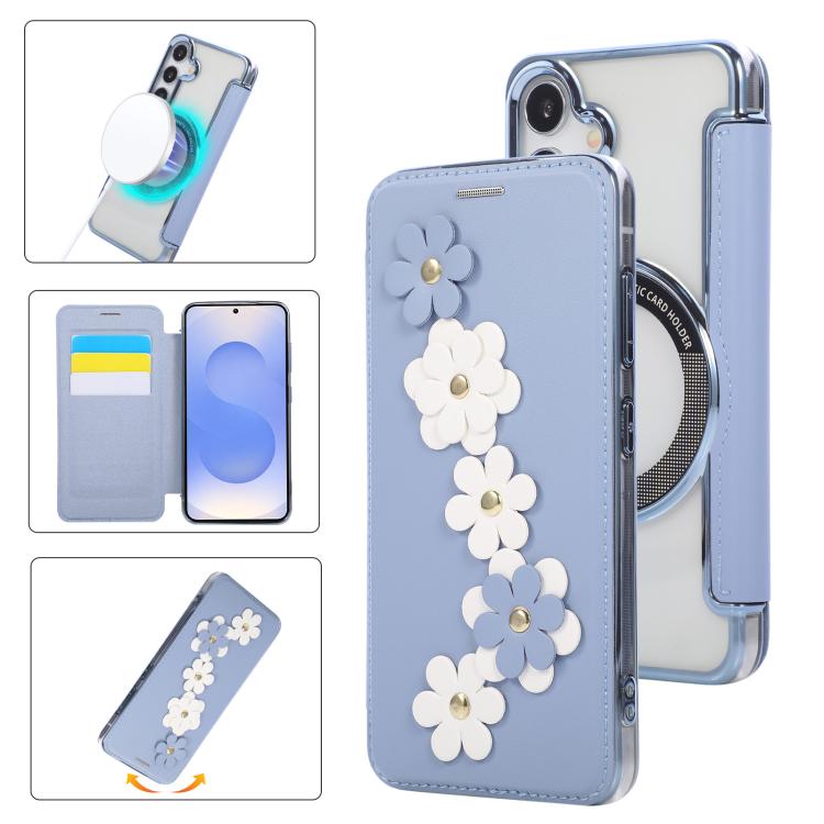Porta carte magnetico con motivo floreale, custodia per telefono in ecopelle, For Samsung Galaxy S25 / S24 5G, For Samsung Galaxy S25+ / S24+ 5G, For Samsung Galaxy S25 Ultra 5G, For Samsung Galaxy S24 Ultra 5G