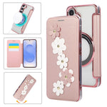 Porta carte magnetico con motivo floreale, custodia per telefono in ecopelle, For Samsung Galaxy S25 / S24 5G, For Samsung Galaxy S25+ / S24+ 5G, For Samsung Galaxy S25 Ultra 5G, For Samsung Galaxy S24 Ultra 5G