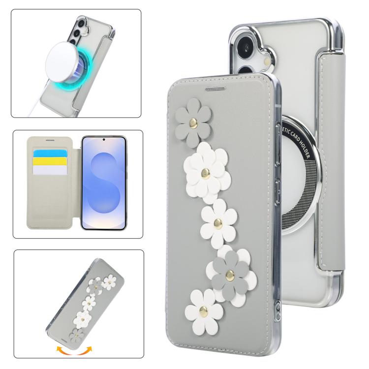 Porta carte magnetico con motivo floreale, custodia per telefono in ecopelle, For Samsung Galaxy S25 / S24 5G, For Samsung Galaxy S25+ / S24+ 5G, For Samsung Galaxy S25 Ultra 5G, For Samsung Galaxy S24 Ultra 5G