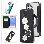 Porta carte magnetico con motivo floreale, custodia per telefono in ecopelle, For Samsung Galaxy S25 / S24 5G, For Samsung Galaxy S25+ / S24+ 5G, For Samsung Galaxy S25 Ultra 5G, For Samsung Galaxy S24 Ultra 5G