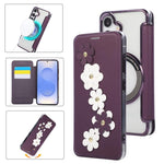 Porta carte magnetico con motivo floreale, custodia per telefono in ecopelle, For Samsung Galaxy S25 / S24 5G, For Samsung Galaxy S25+ / S24+ 5G, For Samsung Galaxy S25 Ultra 5G, For Samsung Galaxy S24 Ultra 5G