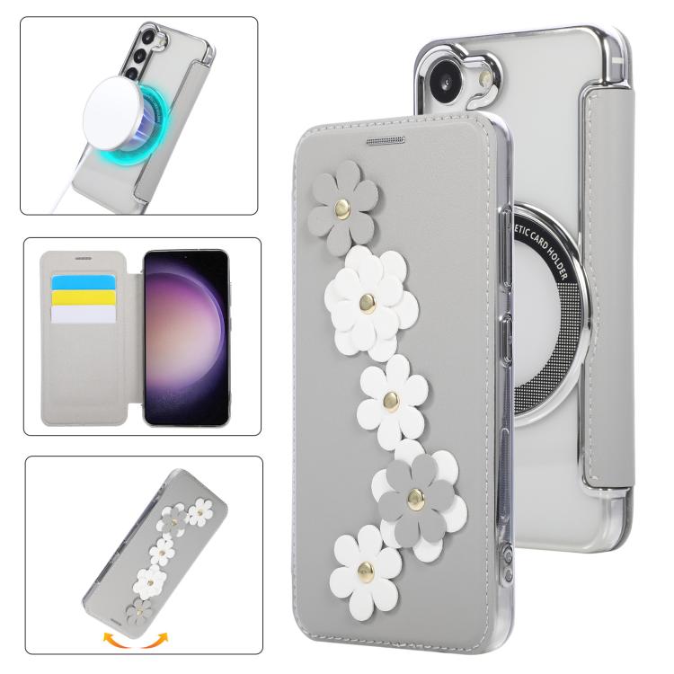 Porta carte magnetico con motivo floreale, custodia per telefono in ecopelle, For Samsung Galaxy S23 Ultra 5G, For Samsung Galaxy S23+ 5G, For Samsung Galaxy S23 5G