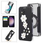 Porta carte magnetico con motivo floreale, custodia per telefono in ecopelle, For Samsung Galaxy S23 Ultra 5G, For Samsung Galaxy S23+ 5G, For Samsung Galaxy S23 5G