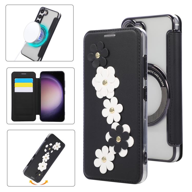 Porta carte magnetico con motivo floreale, custodia per telefono in ecopelle, For Samsung Galaxy S23 Ultra 5G, For Samsung Galaxy S23+ 5G, For Samsung Galaxy S23 5G