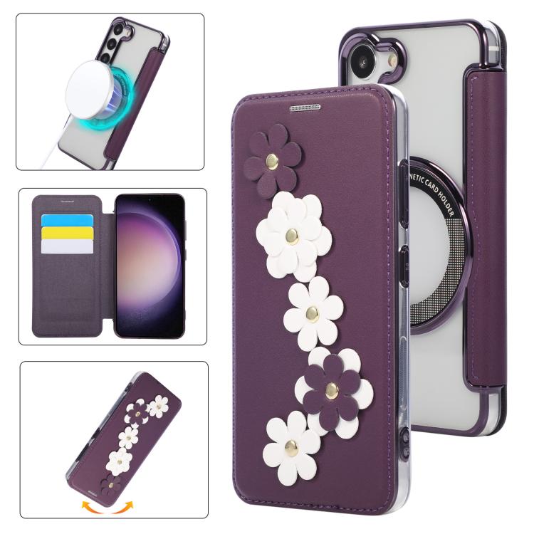Porta carte magnetico con motivo floreale, custodia per telefono in ecopelle, For Samsung Galaxy S23 Ultra 5G, For Samsung Galaxy S23+ 5G, For Samsung Galaxy S23 5G
