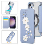Porta carte magnetico con motivo floreale, custodia per telefono in ecopelle, For Samsung Galaxy S23 Ultra 5G, For Samsung Galaxy S23+ 5G, For Samsung Galaxy S23 5G