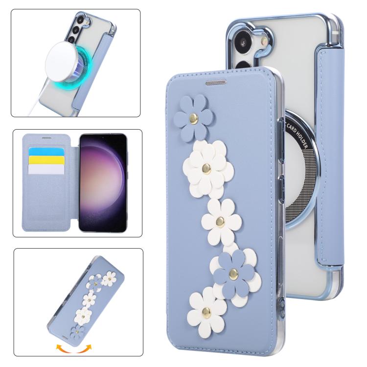 Porta carte magnetico con motivo floreale, custodia per telefono in ecopelle, For Samsung Galaxy S23 Ultra 5G, For Samsung Galaxy S23+ 5G, For Samsung Galaxy S23 5G