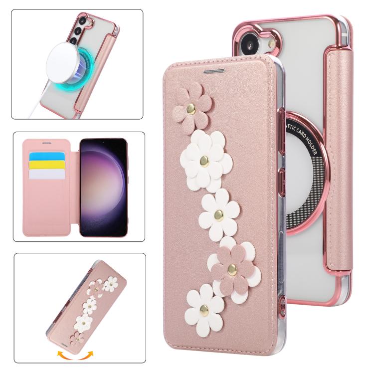 Porta carte magnetico con motivo floreale, custodia per telefono in ecopelle, For Samsung Galaxy S23 Ultra 5G, For Samsung Galaxy S23+ 5G, For Samsung Galaxy S23 5G