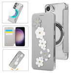 Porta carte magnetico con motivo floreale, custodia per telefono in ecopelle, For Samsung Galaxy S23 Ultra 5G, For Samsung Galaxy S23+ 5G, For Samsung Galaxy S23 5G
