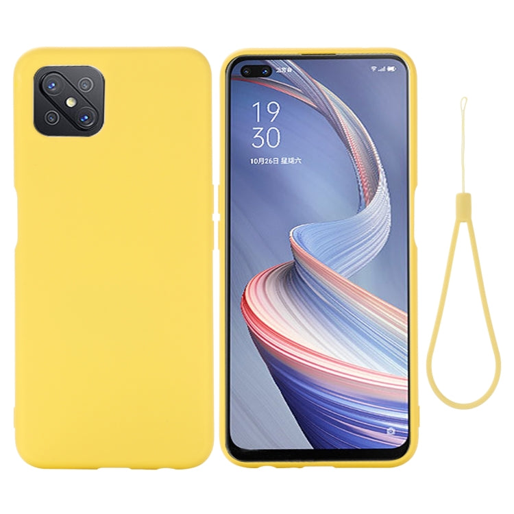 Custodia a copertura totale antiurto in silicone liquido Pure Color, For OPPO A92s / Reno4 Z 5G