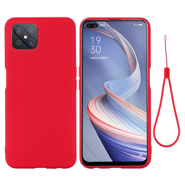 Custodia a copertura totale antiurto in silicone liquido Pure Color, For OPPO A92s / Reno4 Z 5G