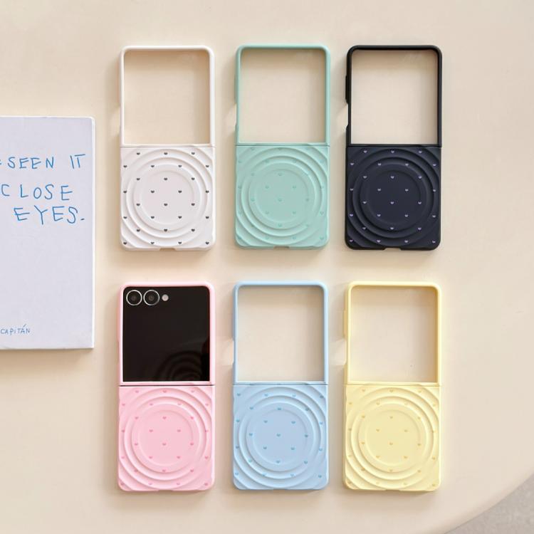 Cover per telefono con texture a onda magnetica e motivo a cuori lucidi, For Samsung Galaxy Z Flip7 5G